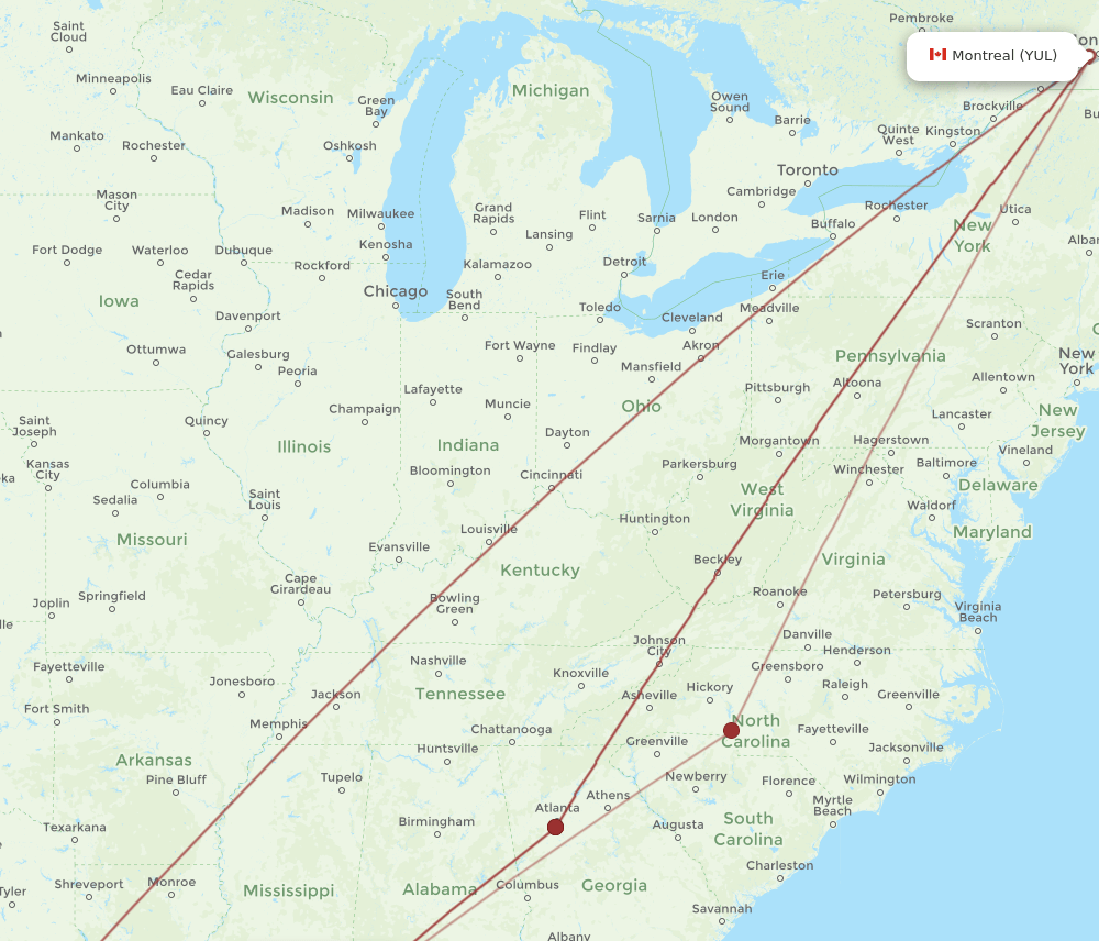 GPT-YUL flight routes