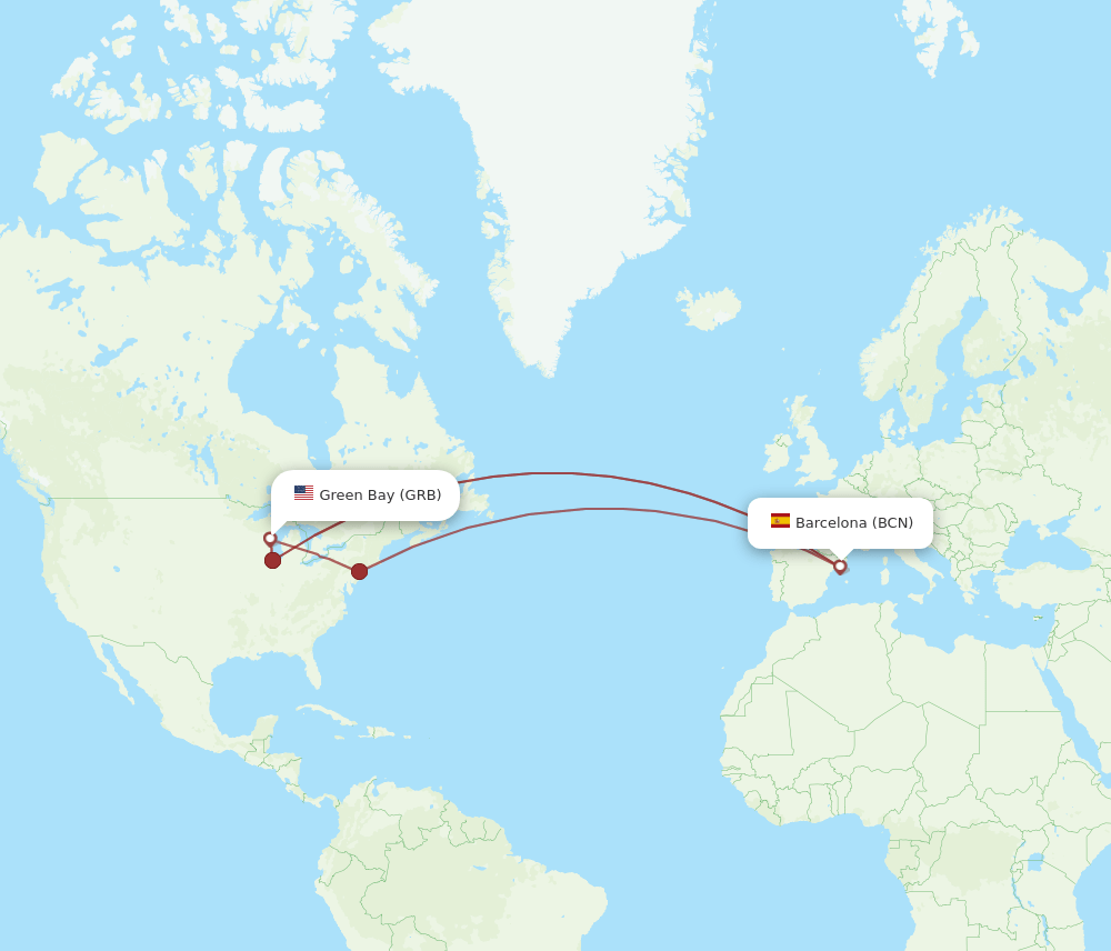 GRB-BCN flight routes