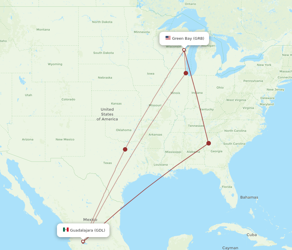 GRB-GDL flight routes