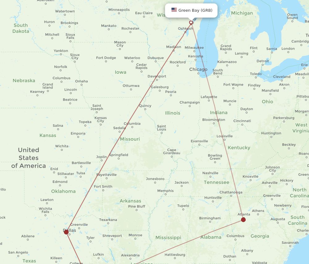 GRB-HOU flight routes