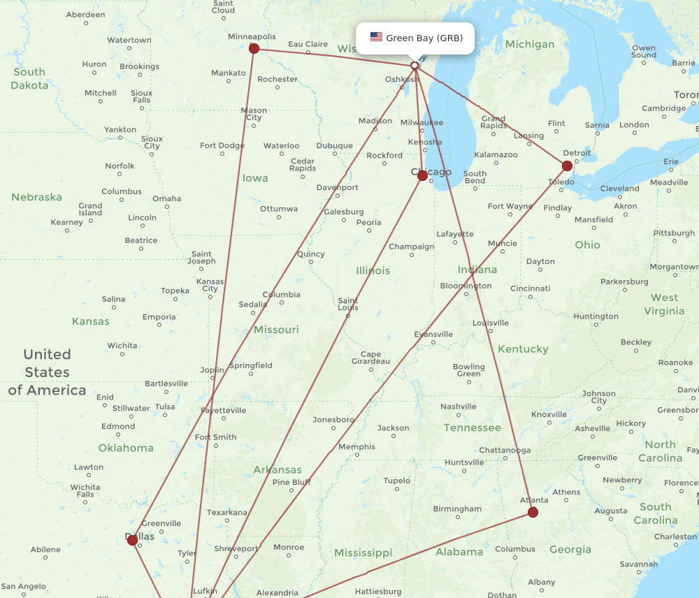 GRB-IAH flight routes