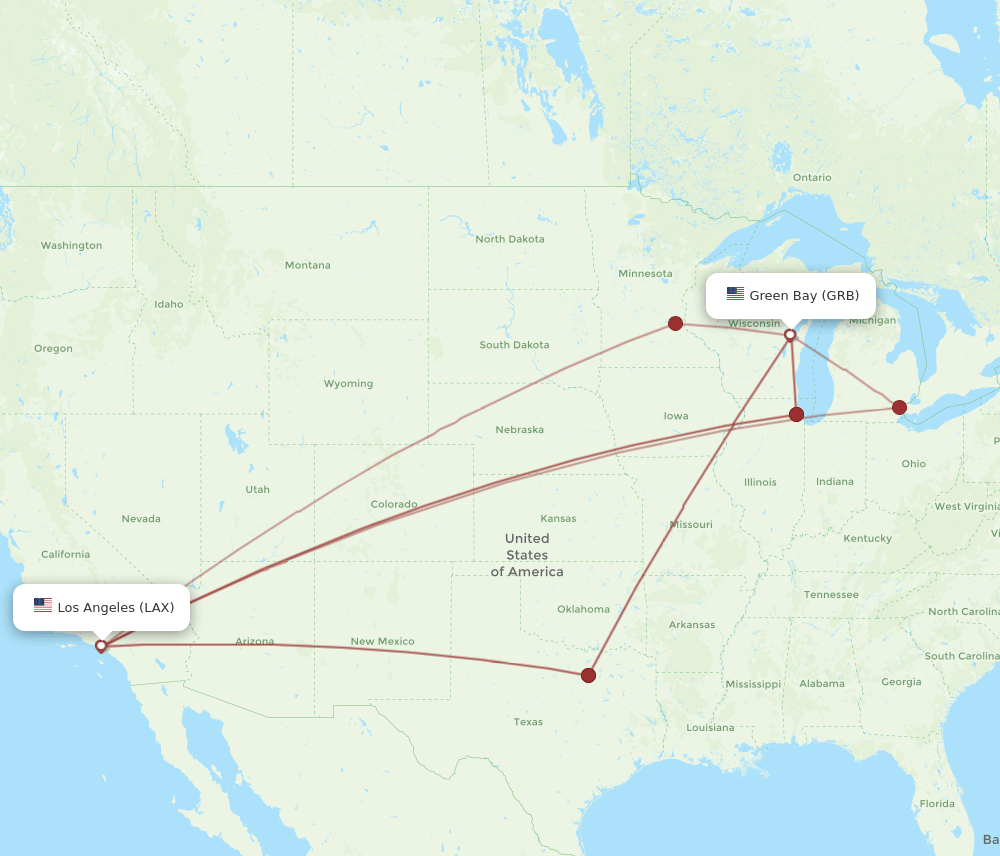GRB-LAX flight routes