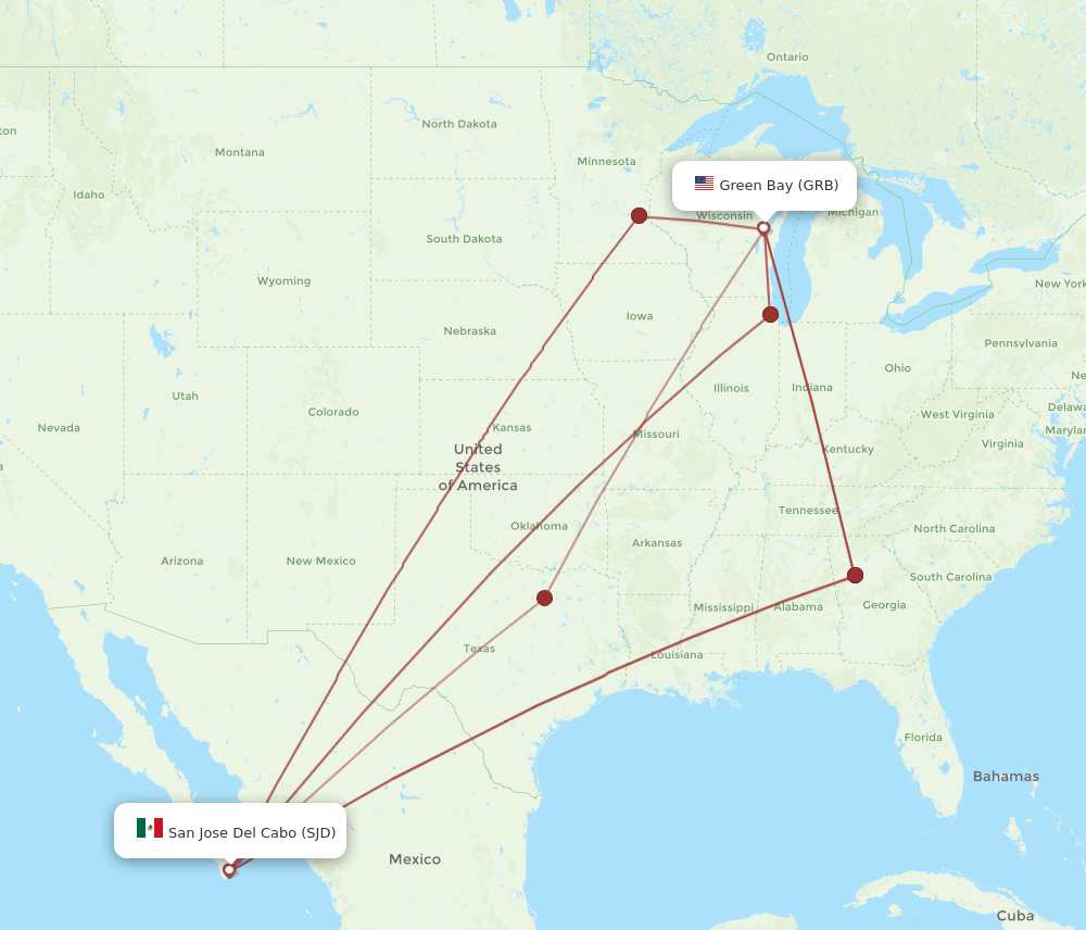 GRB-SJD flight routes