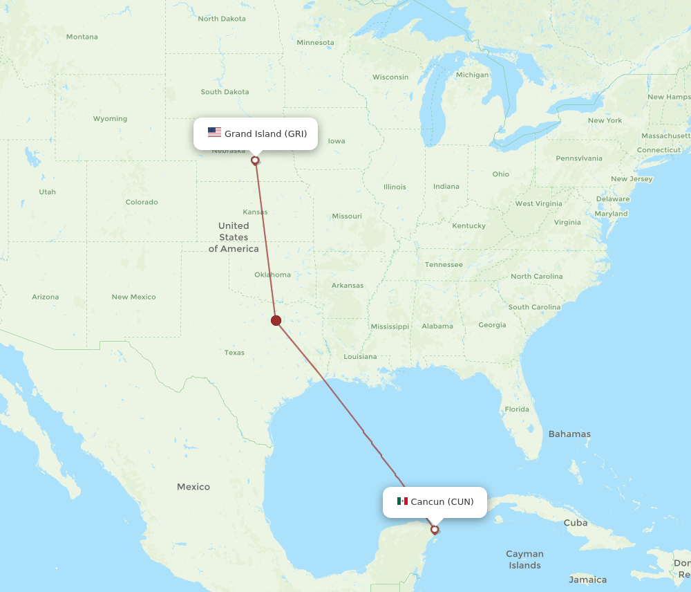 GRI-CUN flight routes