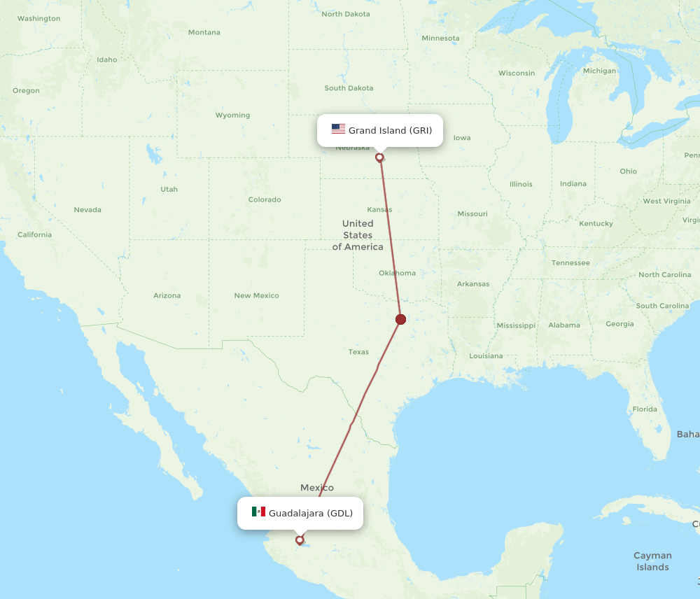 GRI to GDL flights and routes map