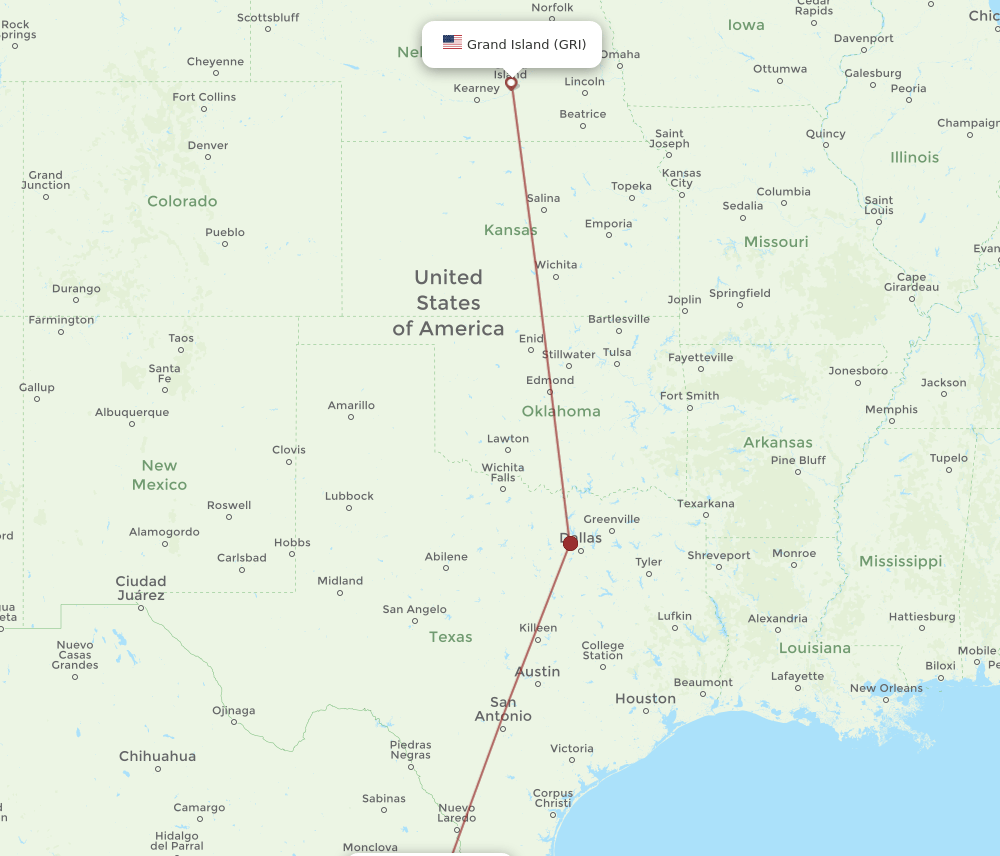 GRI-MTY flight routes