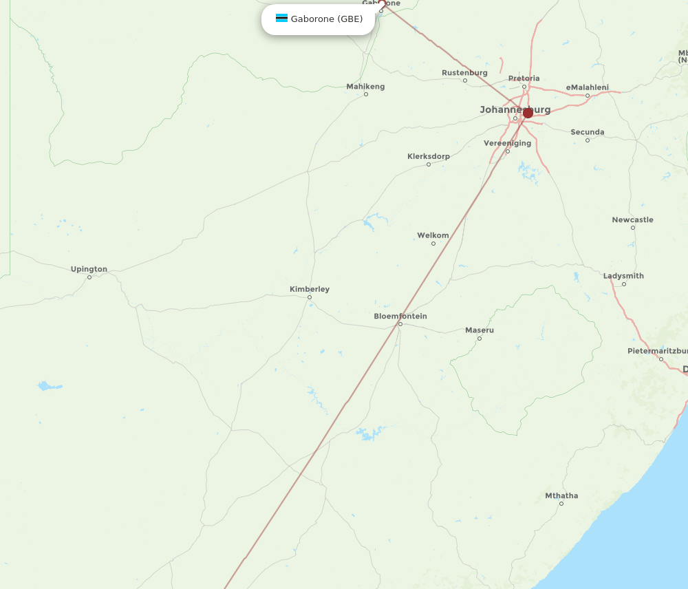 GRJ-GBE flight routes