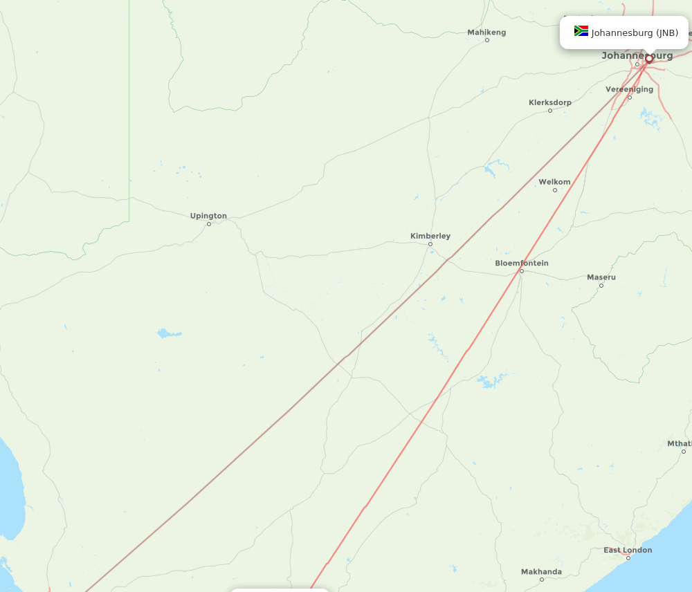 GRJ-JNB flight routes