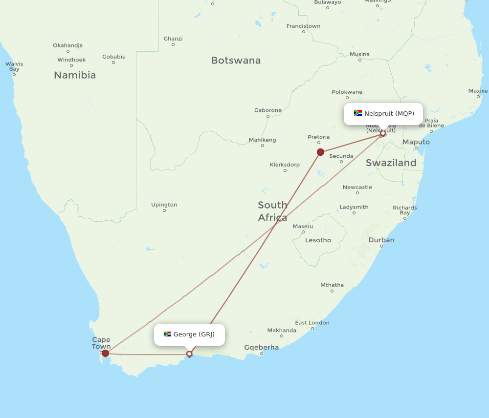 GRJ-MQP flight routes
