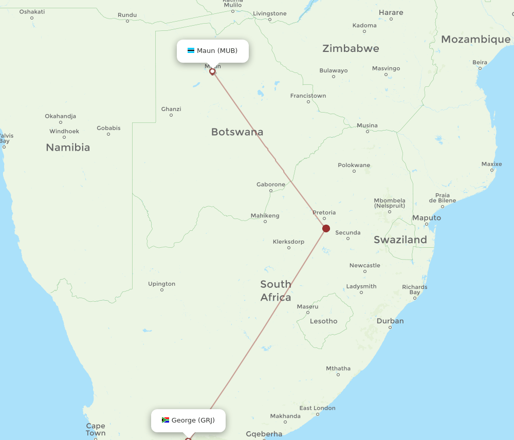 GRJ-MUB flight routes