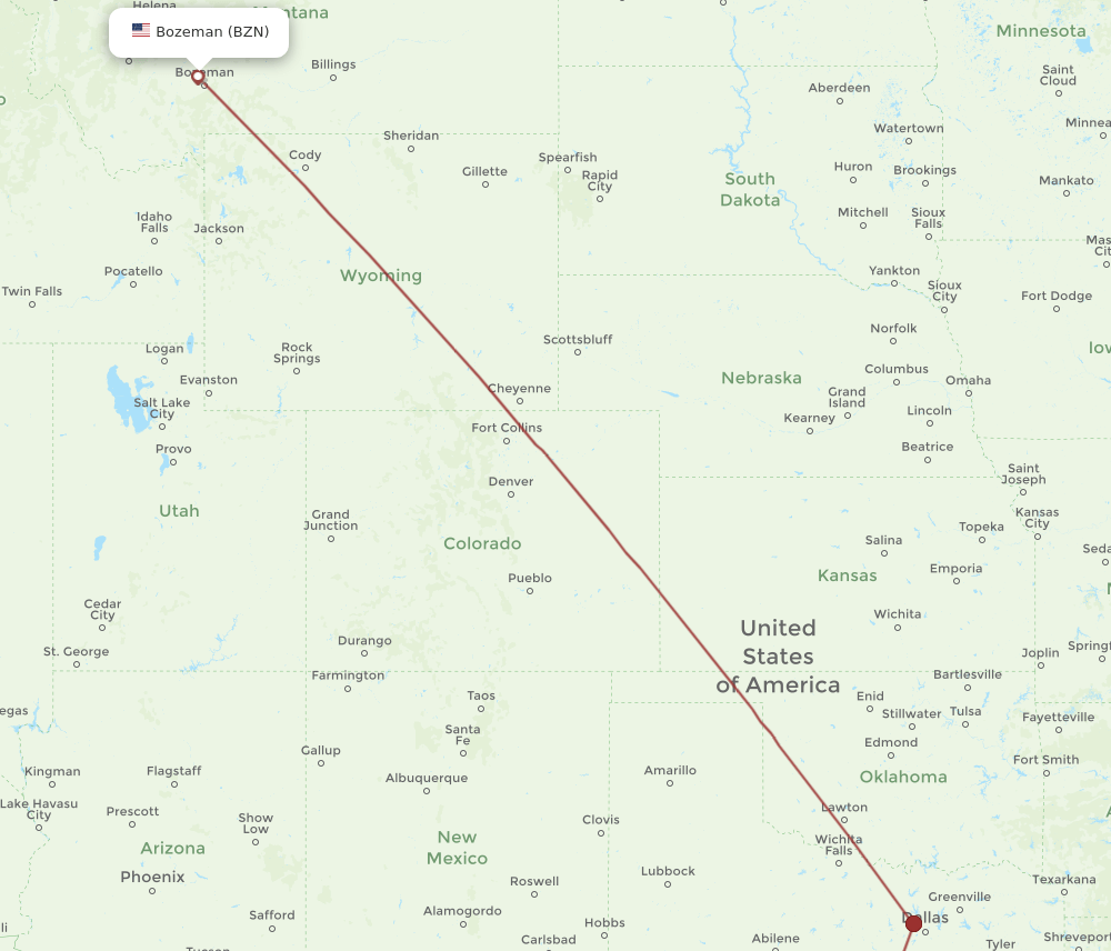 GRK to BZN flights and routes map