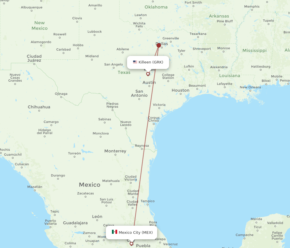 GRK-MEX flight routes