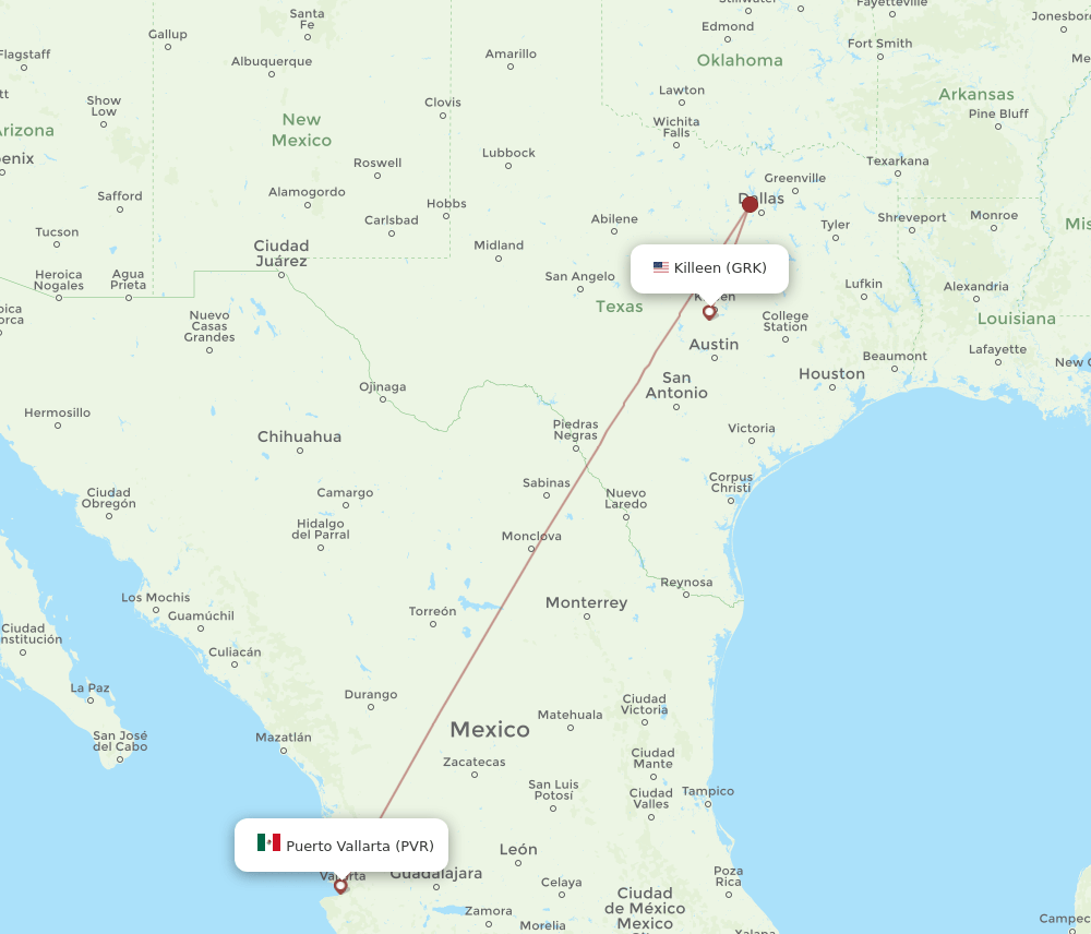 GRK-PVR flight routes