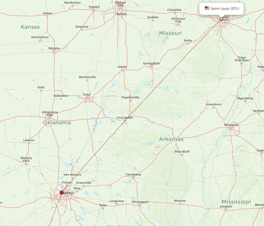 GRK to STL flights and routes map