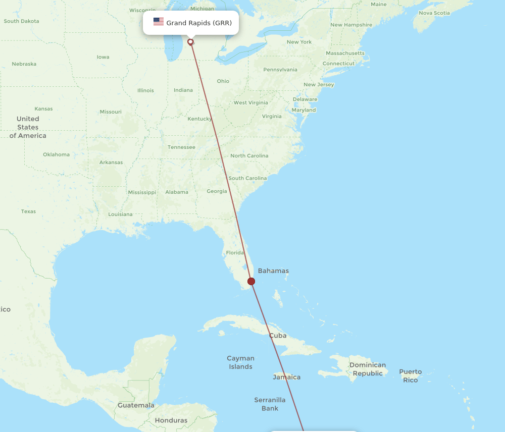 GRR-BAQ flight routes