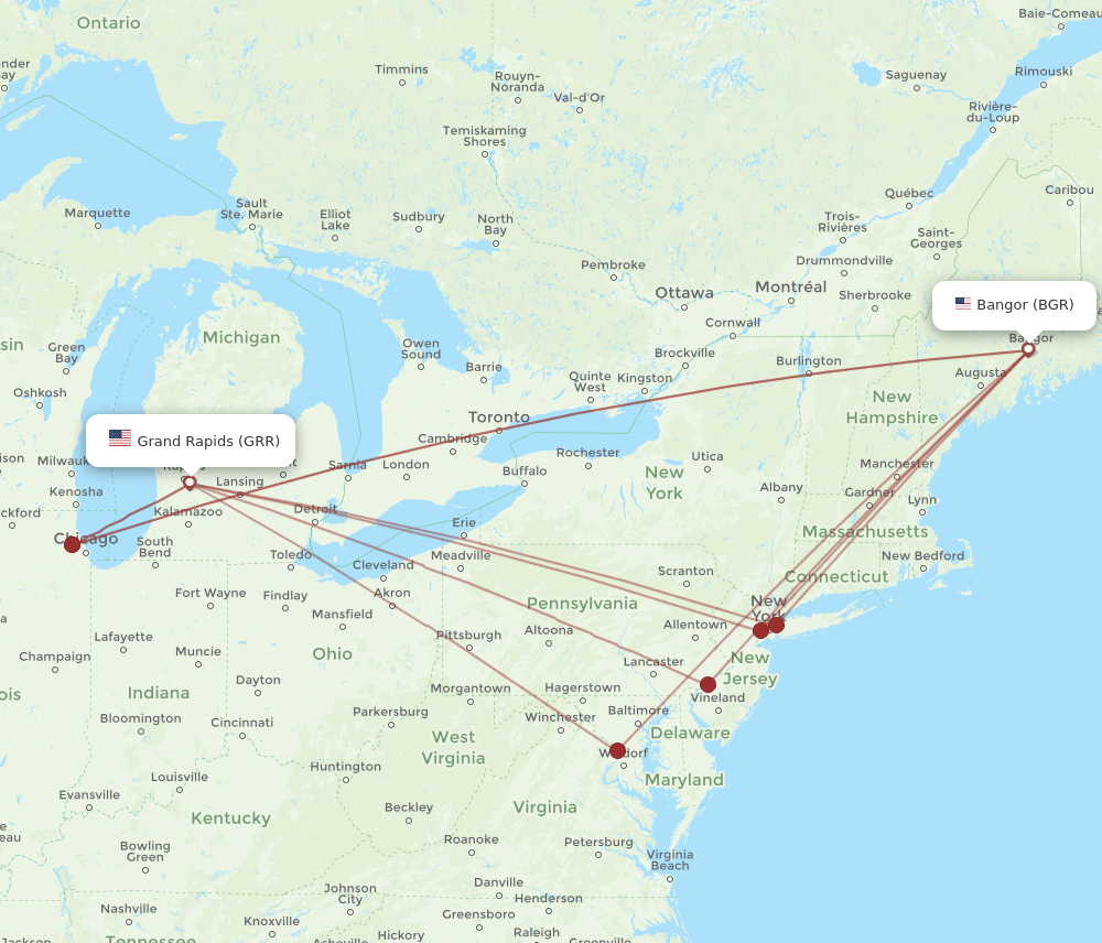 GRR-BGR flight routes