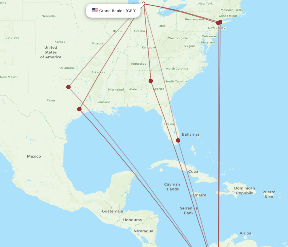 GRR-BOG flight routes