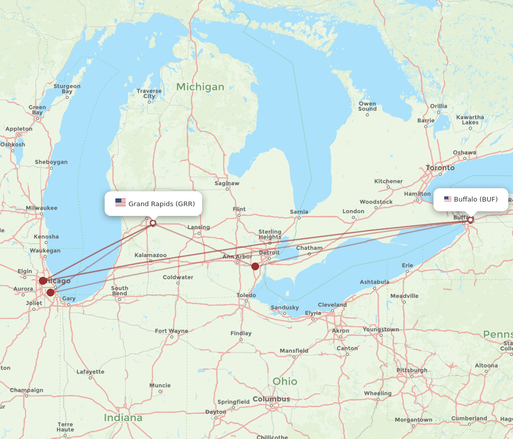 GRR-BUF flight routes