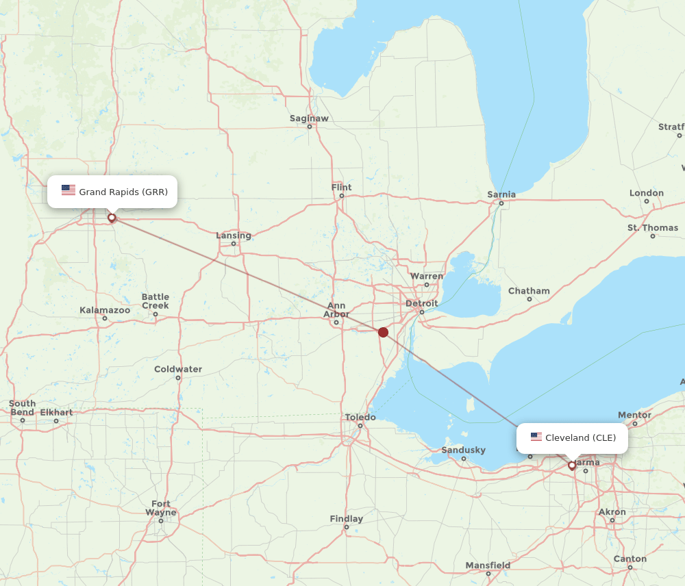 GRR-CLE flight routes