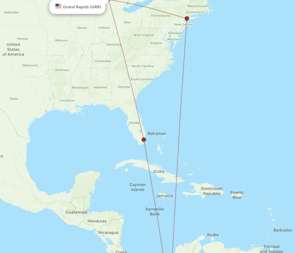 GRR-CLO flight routes