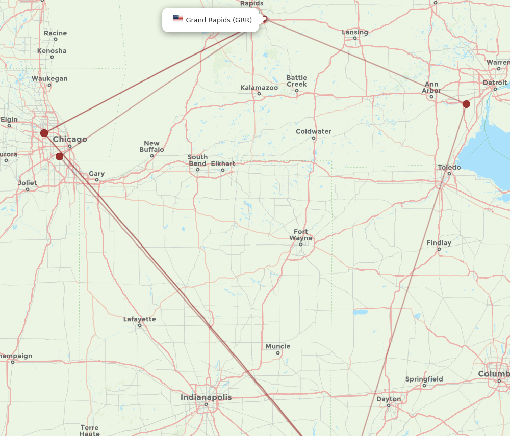 GRR-CVG flight routes