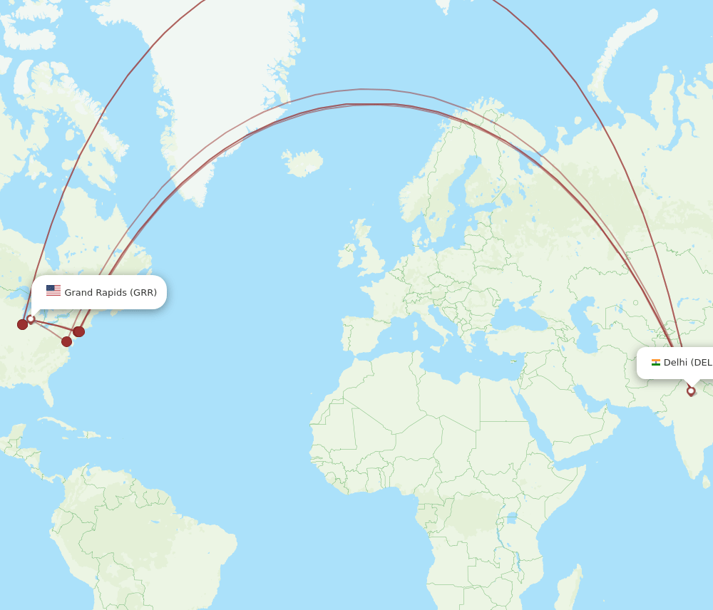GRR-DEL flight routes