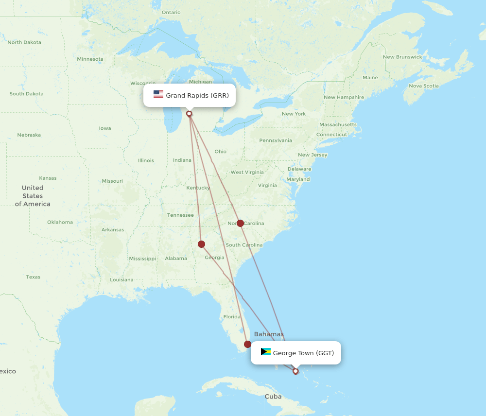 GRR-GGT flight routes
