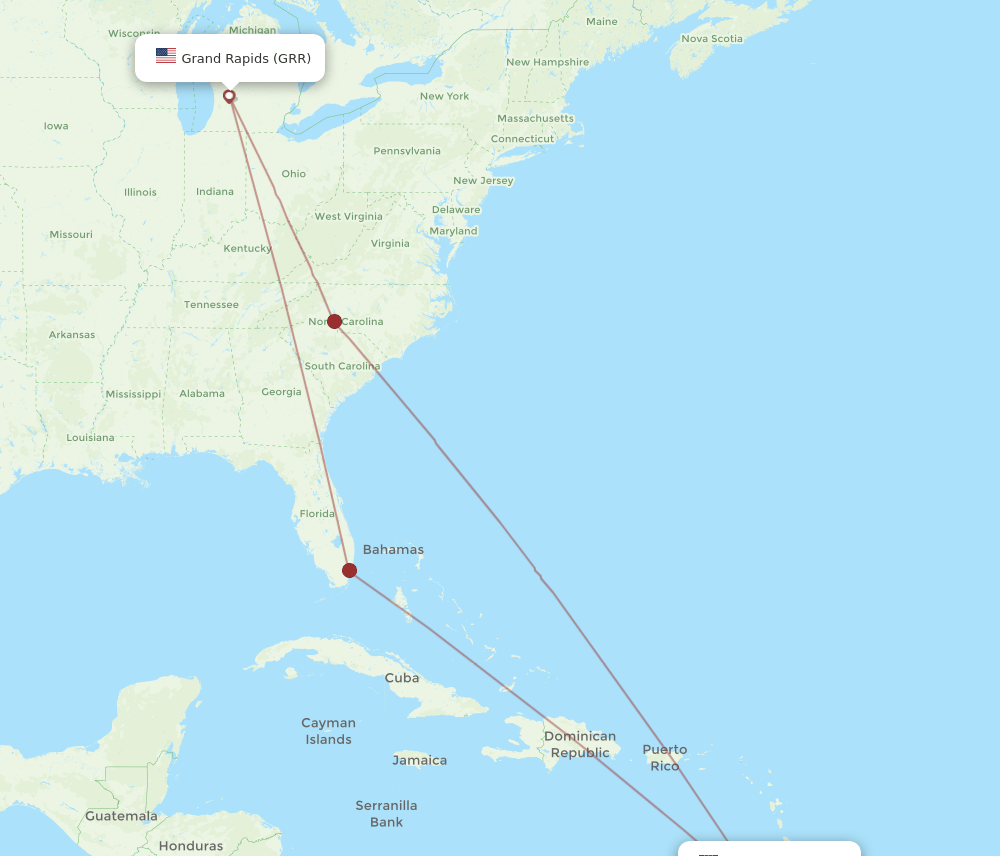 GRR-GND flight routes