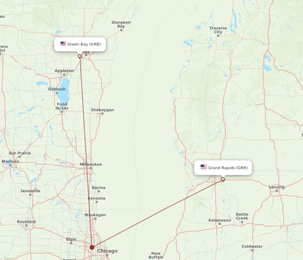 GRR-GRB flight routes