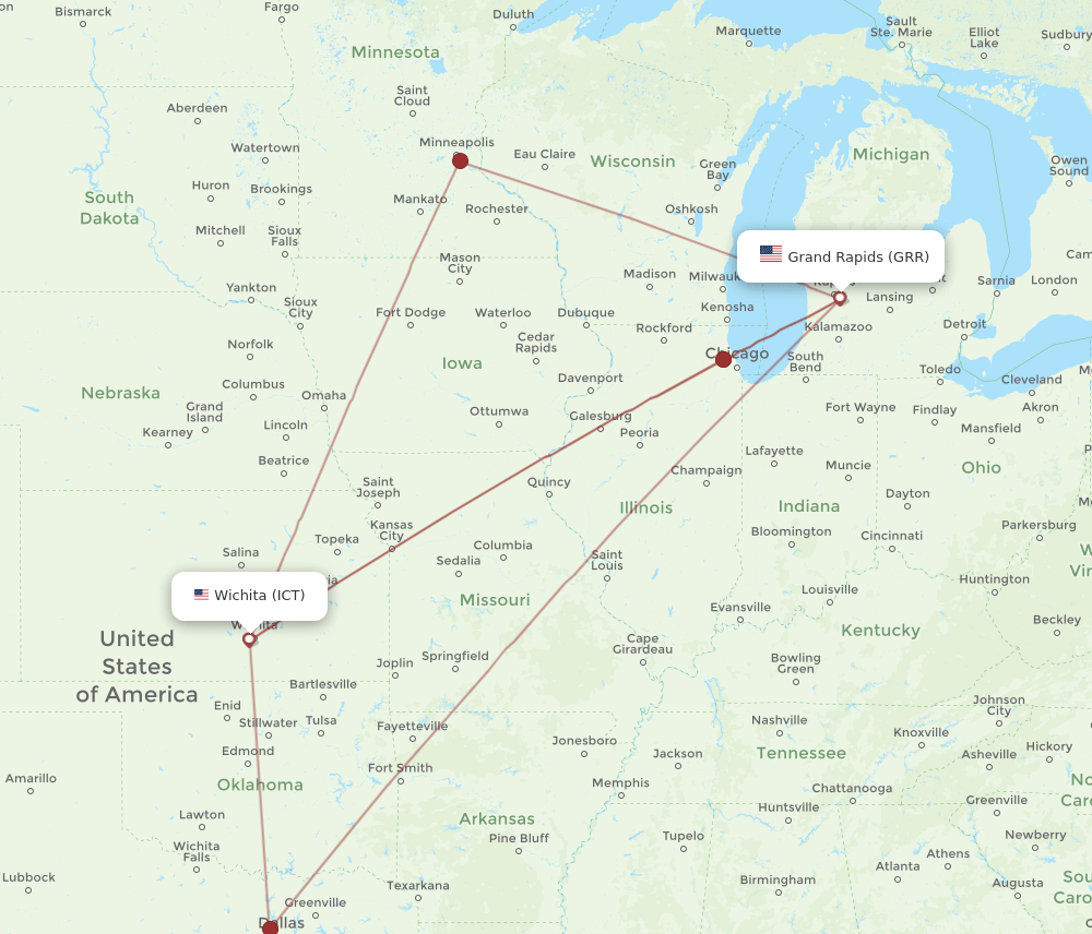 GRR-ICT flight routes