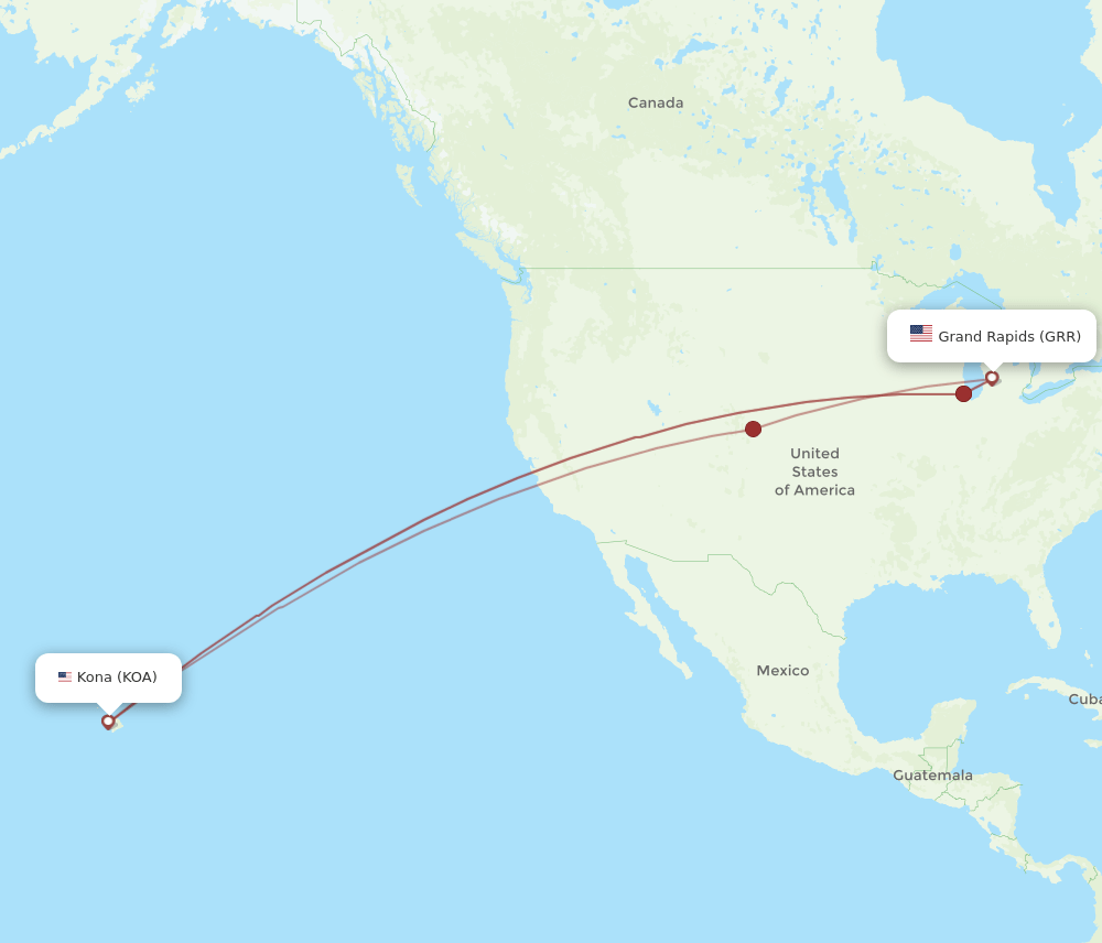 GRR-KOA flight routes