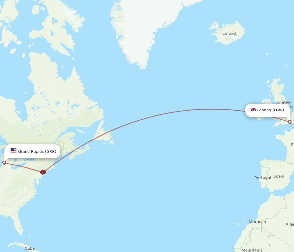 GRR-LGW flight routes