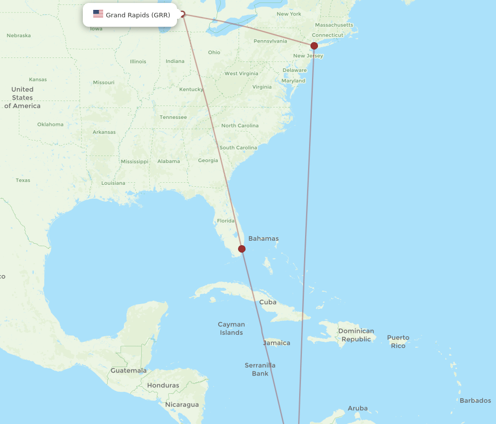 GRR-MDE flight routes