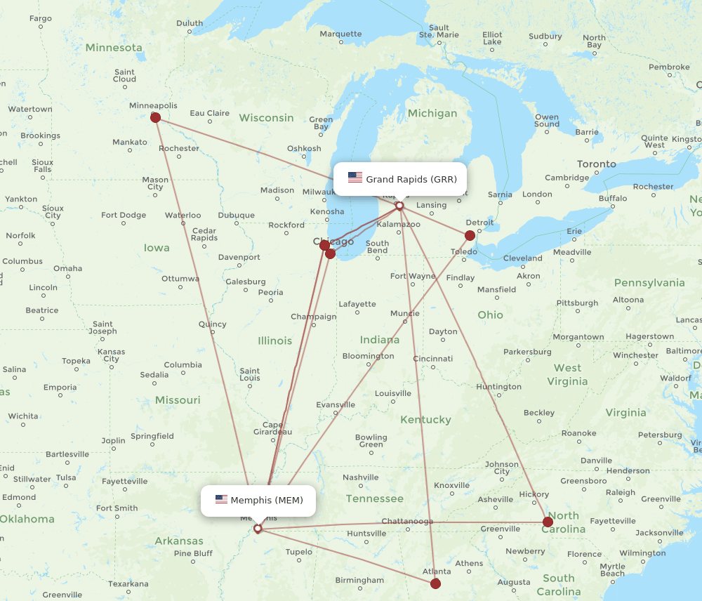 GRR-MEM flight routes