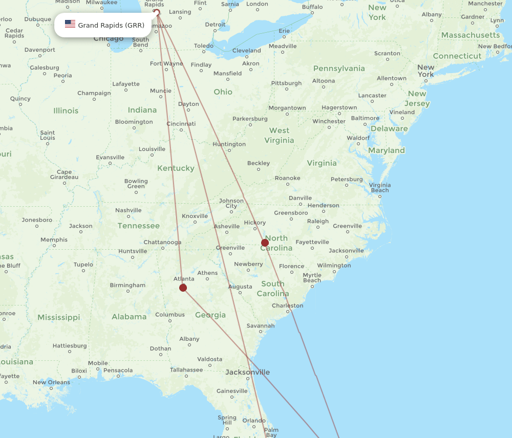 GRR-MHH flight routes