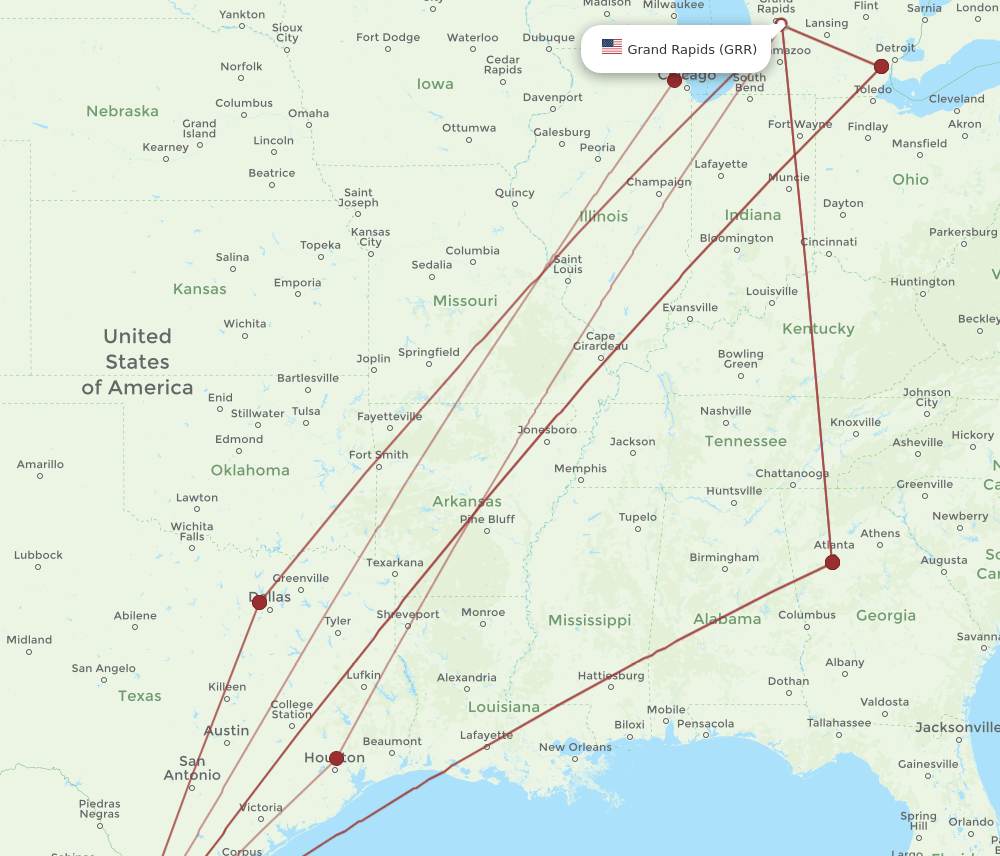 GRR-MTY flight routes