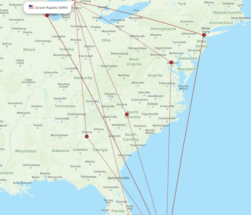 GRR-NAS flight routes