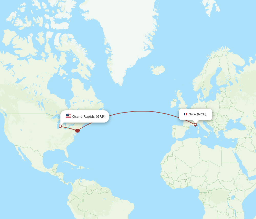 GRR-NCE flight routes