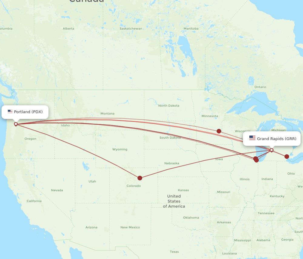 GRR-PDX flight routes