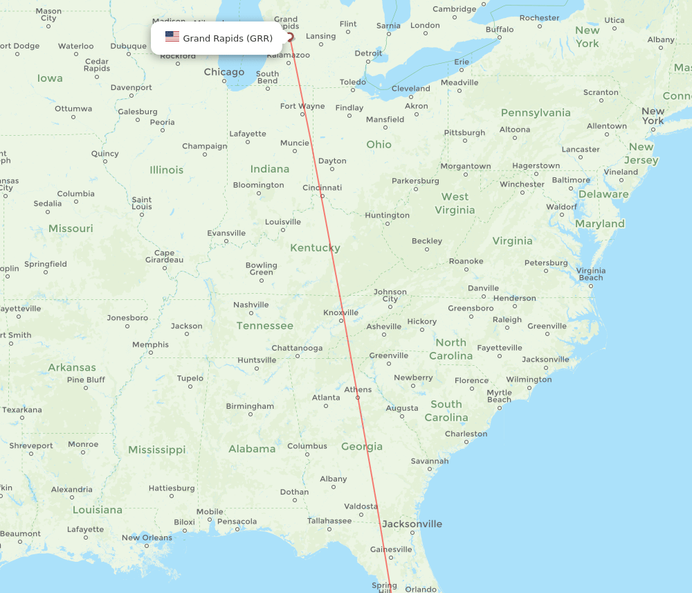 Grand Rapids - Punta Gorda route map and flight paths