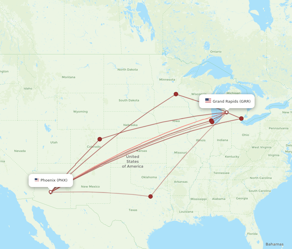 GRR-PHX flight routes