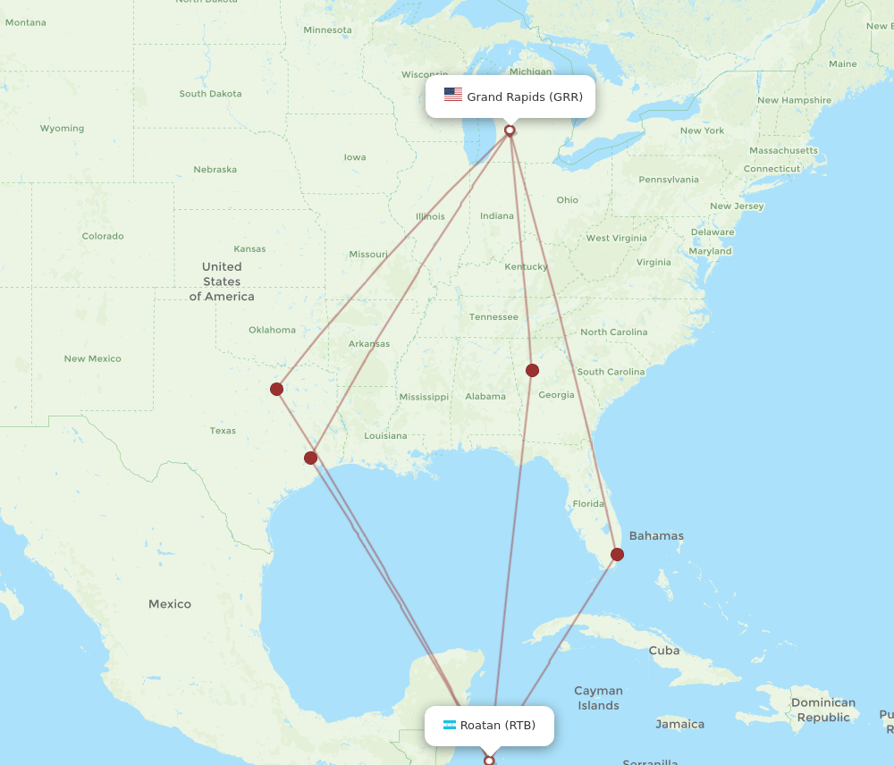 GRR-RTB flight routes