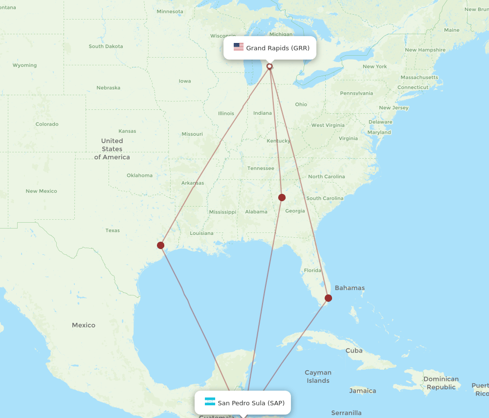 GRR-SAP flight routes