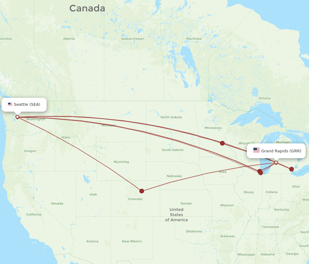 GRR-SEA flight routes