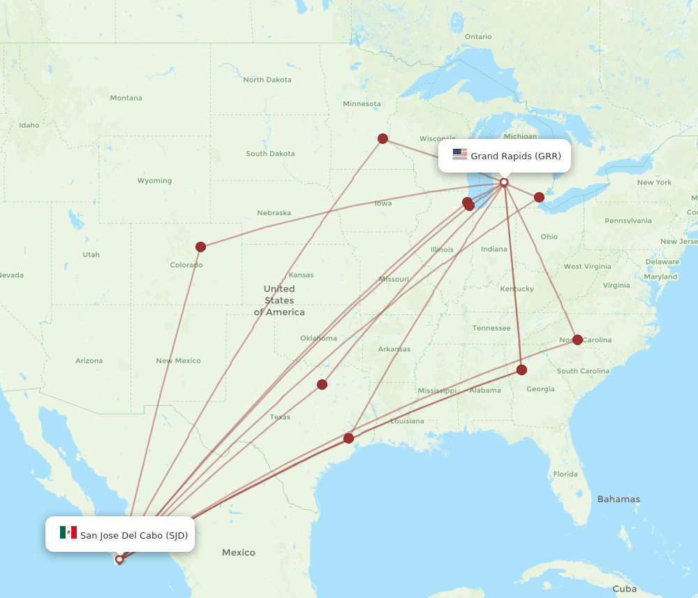 GRR-SJD flight routes