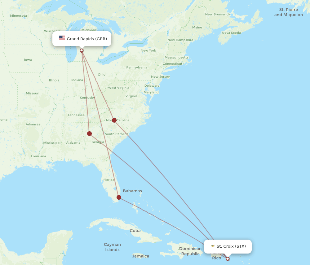 GRR-STX flight routes