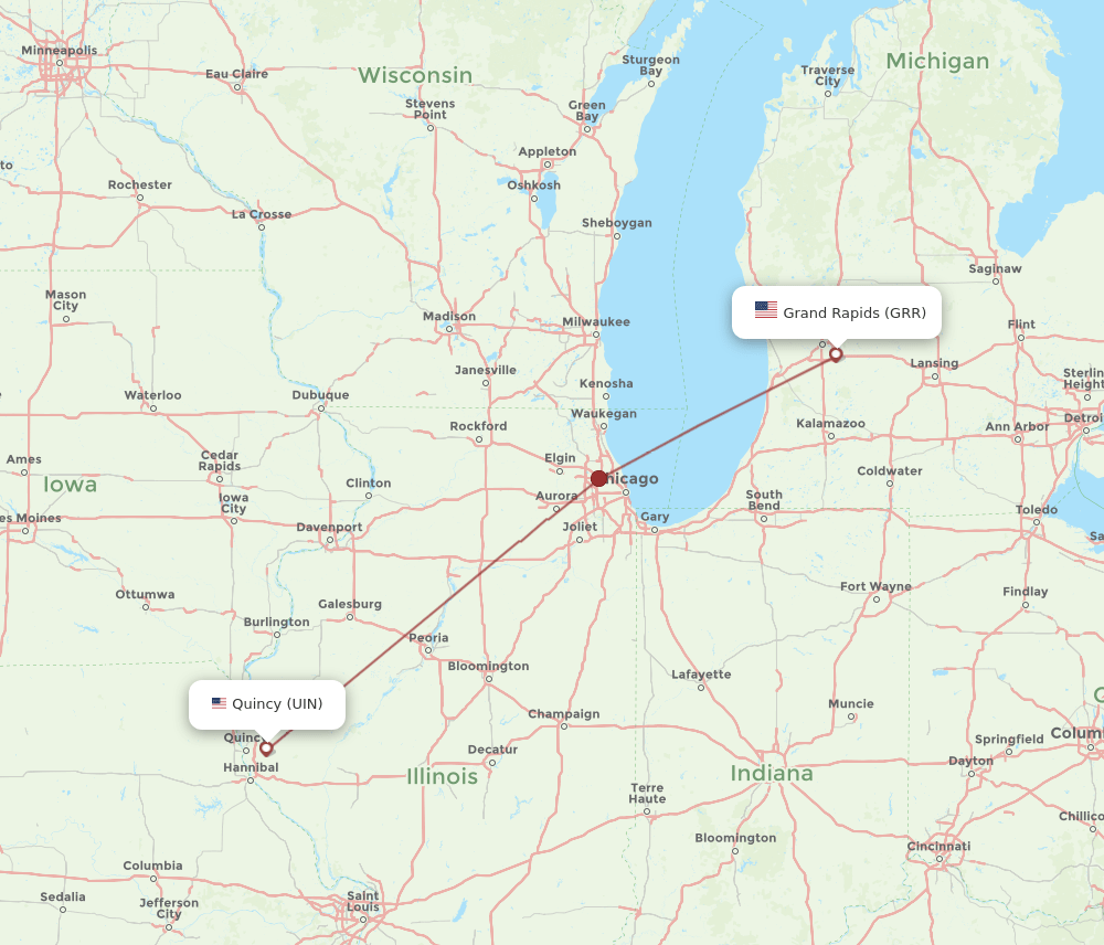 GRR-UIN flight routes