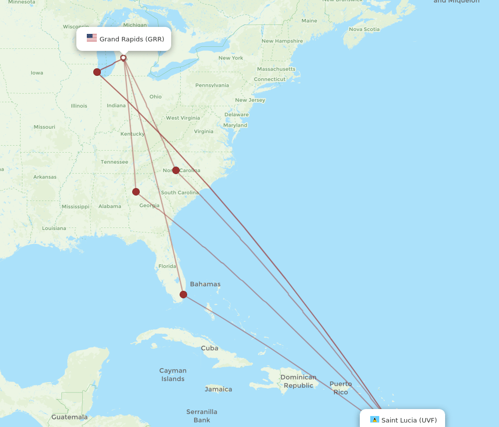 GRR-UVF flight routes