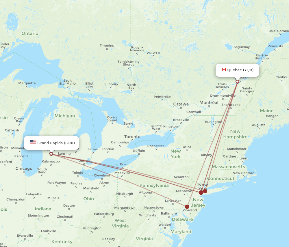 GRR-YQB flight routes
