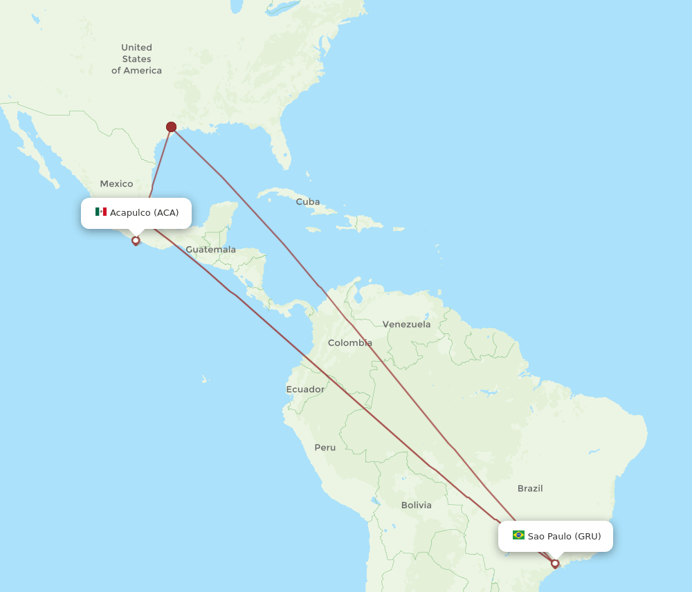 GRU to ACA flights and routes map